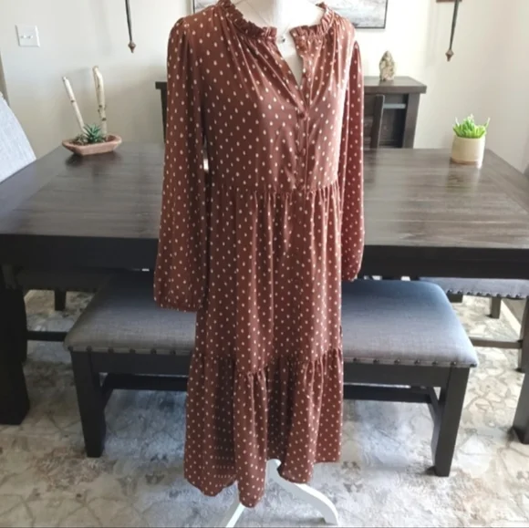 Kori | Dresses | Kori America Cottagecore Brown Printed Button Down Tiered Maxi  Dress Size S | Poshmark